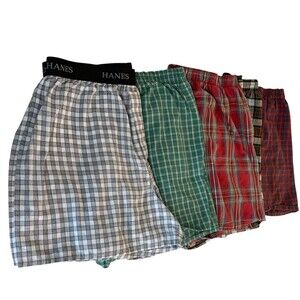 Lot of 5 Men Boxers Underwear 3XL Plaid Pattern Mixed Colors
